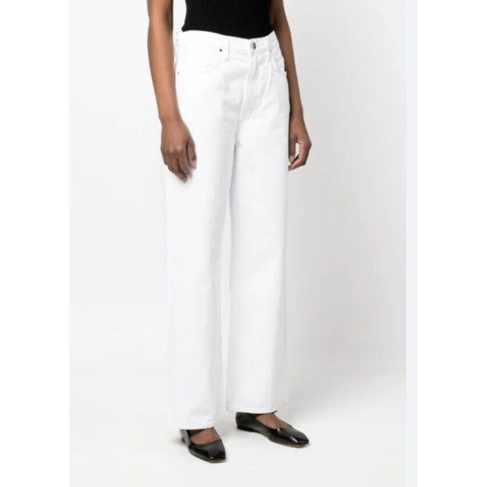 Goldsign Women's Cream Benefit High Rise Relaxed Straight Jeans Size 26